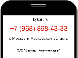 Информация о номере телефона +7 (968) 868-43-33: регион, оператор
