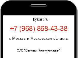Информация о номере телефона +7 (968) 868-43-38: регион, оператор