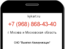 Информация о номере телефона +7 (968) 868-43-40: регион, оператор
