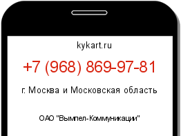 Информация о номере телефона +7 (968) 869-97-81: регион, оператор