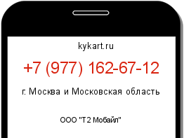 Информация о номере телефона +7 (977) 162-67-12: регион, оператор