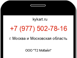 Информация о номере телефона +7 (977) 502-78-16: регион, оператор