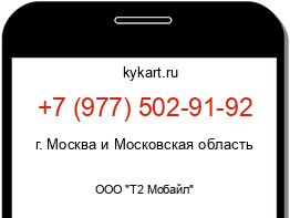 Информация о номере телефона +7 (977) 502-91-92: регион, оператор