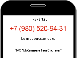 Информация о номере телефона +7 (980) 520-94-31: регион, оператор