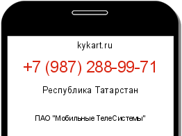 Информация о номере телефона +7 (987) 288-99-71: регион, оператор