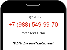 Информация о номере телефона +7 (988) 549-99-70: регион, оператор