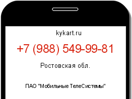 Информация о номере телефона +7 (988) 549-99-81: регион, оператор
