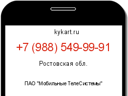 Информация о номере телефона +7 (988) 549-99-91: регион, оператор