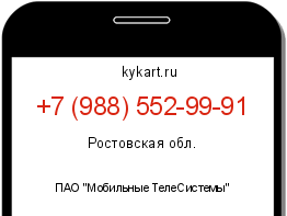 Информация о номере телефона +7 (988) 552-99-91: регион, оператор