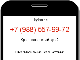 Информация о номере телефона +7 (988) 557-99-72: регион, оператор