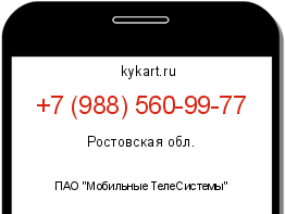 Информация о номере телефона +7 (988) 560-99-77: регион, оператор