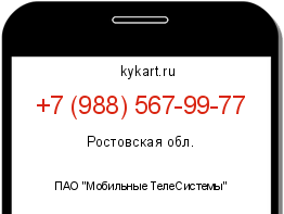 Информация о номере телефона +7 (988) 567-99-77: регион, оператор