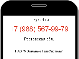 Информация о номере телефона +7 (988) 567-99-79: регион, оператор