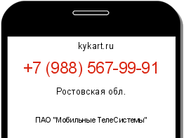 Информация о номере телефона +7 (988) 567-99-91: регион, оператор