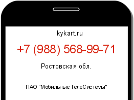 Информация о номере телефона +7 (988) 568-99-71: регион, оператор