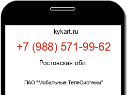 Информация о номере телефона +7 (988) 571-99-62: регион, оператор