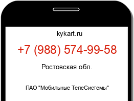 Информация о номере телефона +7 (988) 574-99-58: регион, оператор