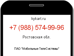 Информация о номере телефона +7 (988) 574-99-96: регион, оператор