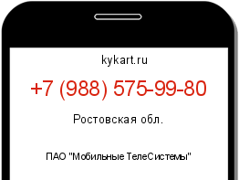 Информация о номере телефона +7 (988) 575-99-80: регион, оператор