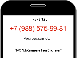 Информация о номере телефона +7 (988) 575-99-81: регион, оператор