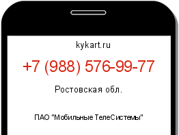 Информация о номере телефона +7 (988) 576-99-77: регион, оператор