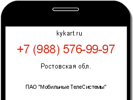 Информация о номере телефона +7 (988) 576-99-97: регион, оператор
