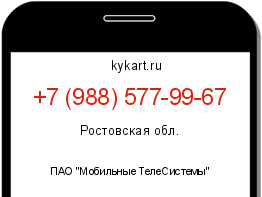 Информация о номере телефона +7 (988) 577-99-67: регион, оператор