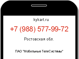 Информация о номере телефона +7 (988) 577-99-72: регион, оператор