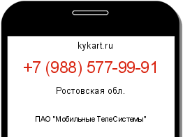 Информация о номере телефона +7 (988) 577-99-91: регион, оператор