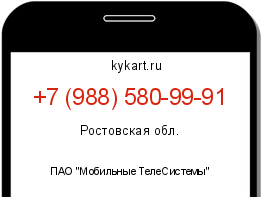 Информация о номере телефона +7 (988) 580-99-91: регион, оператор