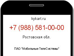 Информация о номере телефона +7 (988) 581-00-00: регион, оператор