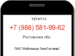 Информация о номере телефона +7 (988) 581-99-62: регион, оператор