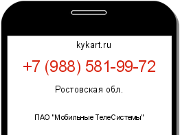 Информация о номере телефона +7 (988) 581-99-72: регион, оператор