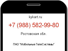 Информация о номере телефона +7 (988) 582-99-80: регион, оператор