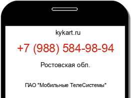 Информация о номере телефона +7 (988) 584-98-94: регион, оператор