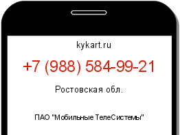 Информация о номере телефона +7 (988) 584-99-21: регион, оператор