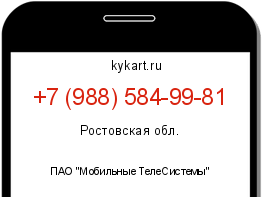 Информация о номере телефона +7 (988) 584-99-81: регион, оператор