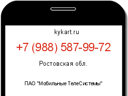 Информация о номере телефона +7 (988) 587-99-72: регион, оператор