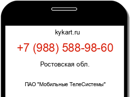 Информация о номере телефона +7 (988) 588-98-60: регион, оператор