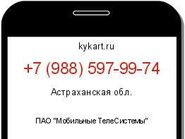 Информация о номере телефона +7 (988) 597-99-74: регион, оператор