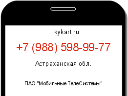 Информация о номере телефона +7 (988) 598-99-77: регион, оператор