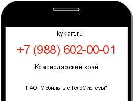 Информация о номере телефона +7 (988) 602-00-01: регион, оператор