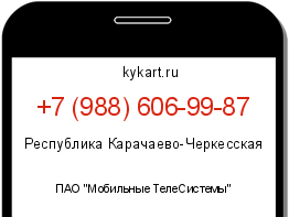 Информация о номере телефона +7 (988) 606-99-87: регион, оператор