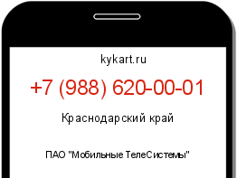 Информация о номере телефона +7 (988) 620-00-01: регион, оператор