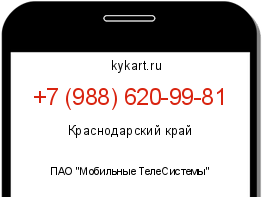Информация о номере телефона +7 (988) 620-99-81: регион, оператор