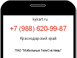 Информация о номере телефона +7 (988) 620-99-87: регион, оператор