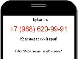 Информация о номере телефона +7 (988) 620-99-91: регион, оператор