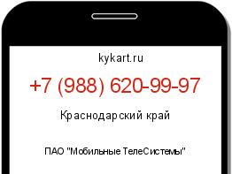 Информация о номере телефона +7 (988) 620-99-97: регион, оператор
