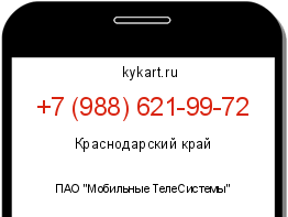 Информация о номере телефона +7 (988) 621-99-72: регион, оператор