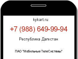 Информация о номере телефона +7 (988) 649-99-94: регион, оператор